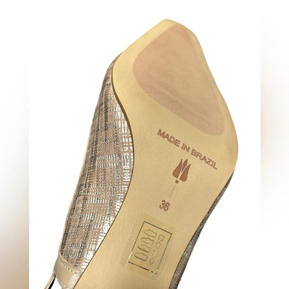 Anthropologie shoes women NEW! Slingback kitten heel Aurora warm taupe gold.7.5 - Picture 3 of 16